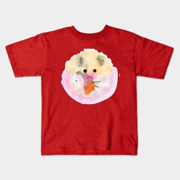 Cheeky Cheeks: A Cute Hamster Munching Carrot Kids T-Shirt by DigitaFix
